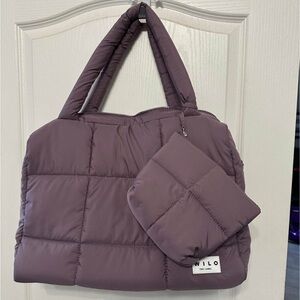 Wilo Quilted Women's Tote Bag Set in Plum